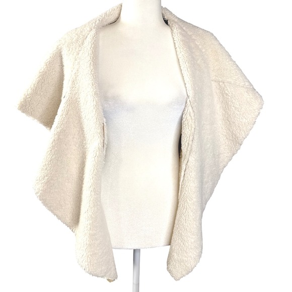 KNOX ROSE Womens Camel Beige Faux Shearling Suede Open Cardigan Sweater S NWOT - Picture 5 of 12